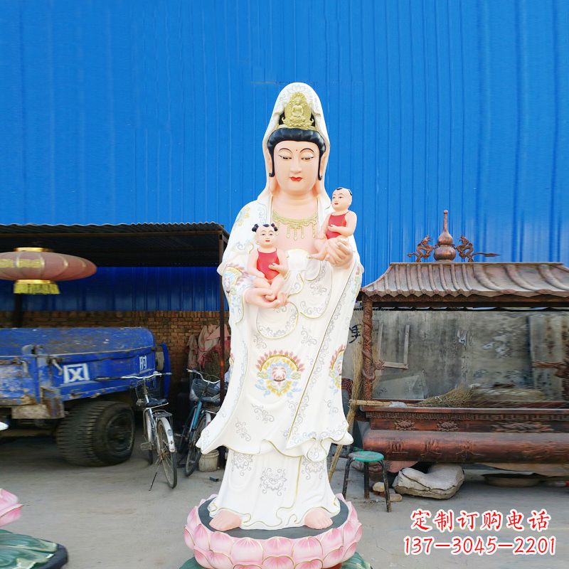 宁夏送子观音彩绘玻璃钢雕塑