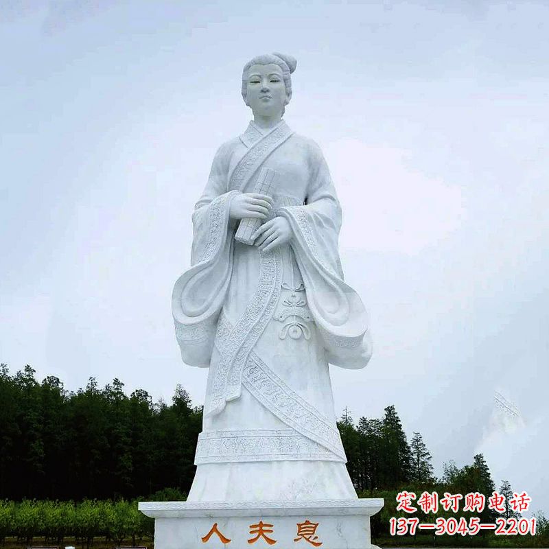 宁夏桃花夫人息妫汉白玉雕塑-景区园林历史名人古代著名美女雕像