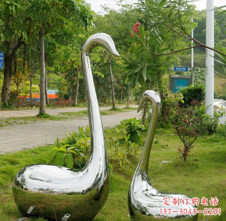 宁夏天鹅抽象不锈钢雕塑