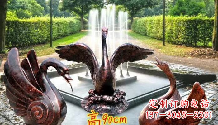 宁夏天鹅喷泉铜雕塑