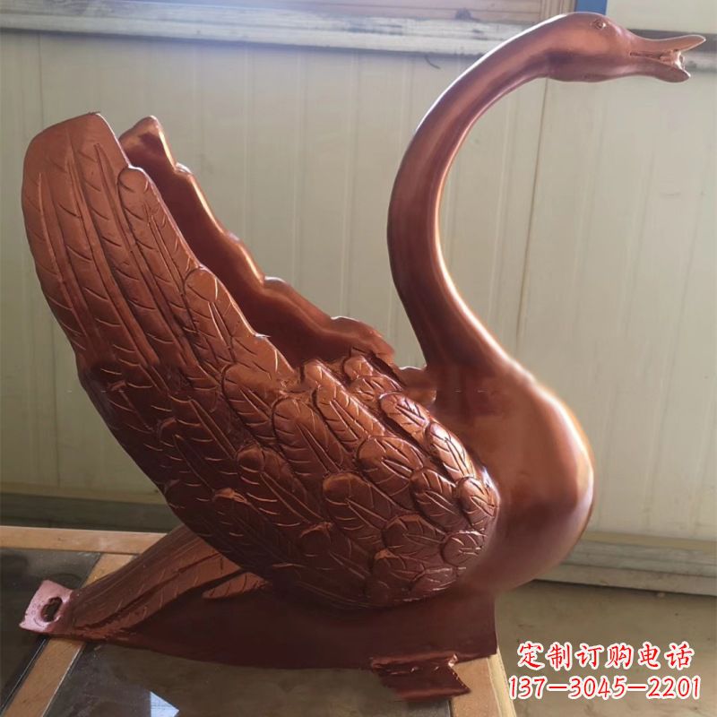 宁夏天鹅铜雕塑,喷泉吐水天鹅装饰摆件