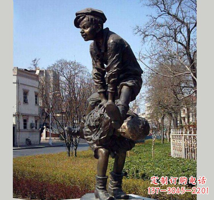 宁夏跳山羊人物铜雕