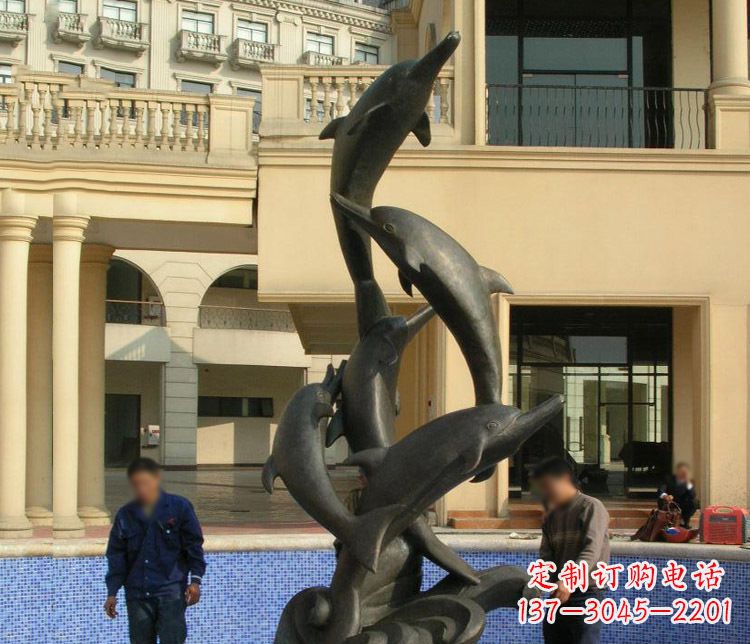 宁夏跳跃海豚景观铜雕