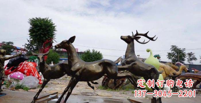 宁夏跳跃的小鹿铜雕