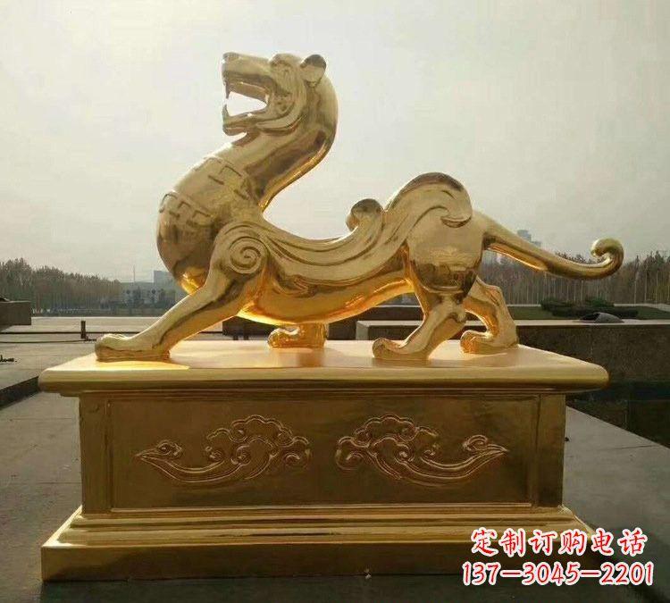 宁夏贴金古代神兽青龙雕塑