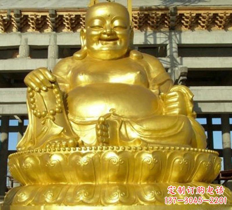 宁夏贴金弥勒佛铜雕