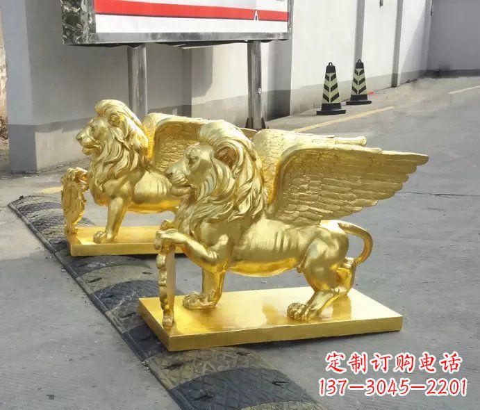 宁夏贴金圣马可飞狮铜雕