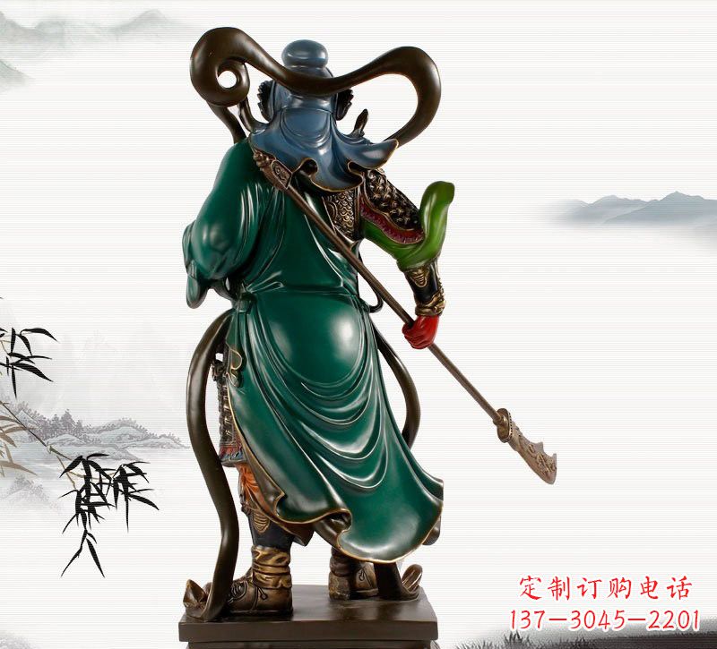 宁夏铜雕彩绘武财神关公