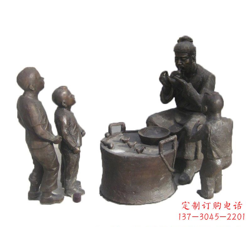 宁夏铜雕吹糖人的古代人物