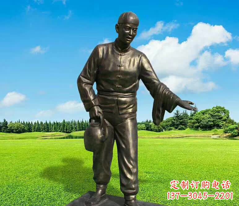 宁夏铜雕店小二人物雕塑1