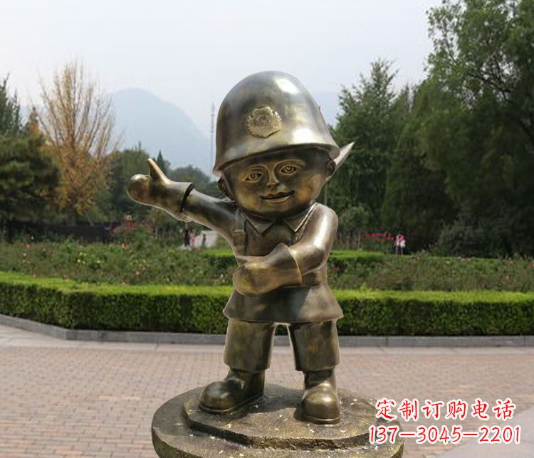 宁夏铜雕儿童交通警察