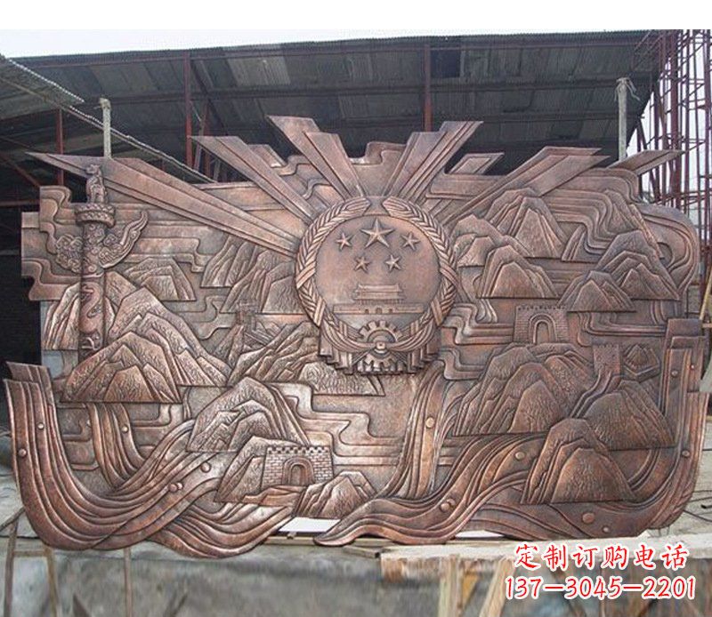 宁夏铜雕广场军人壁画雕塑摆件