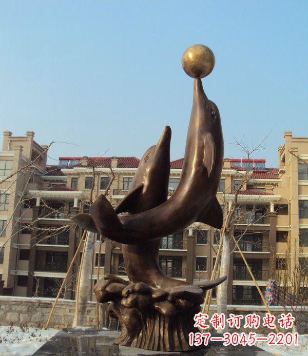 宁夏铜雕海豚雕塑 (2)