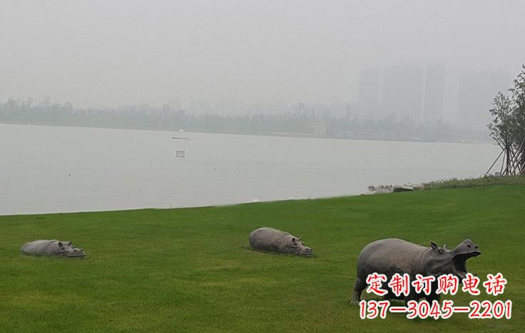 宁夏铜雕河马公园动物雕塑