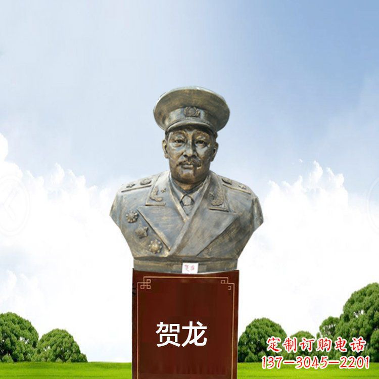 宁夏铜雕贺龙头像