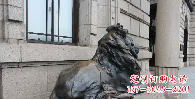宁夏铜雕汇丰卧姿狮子