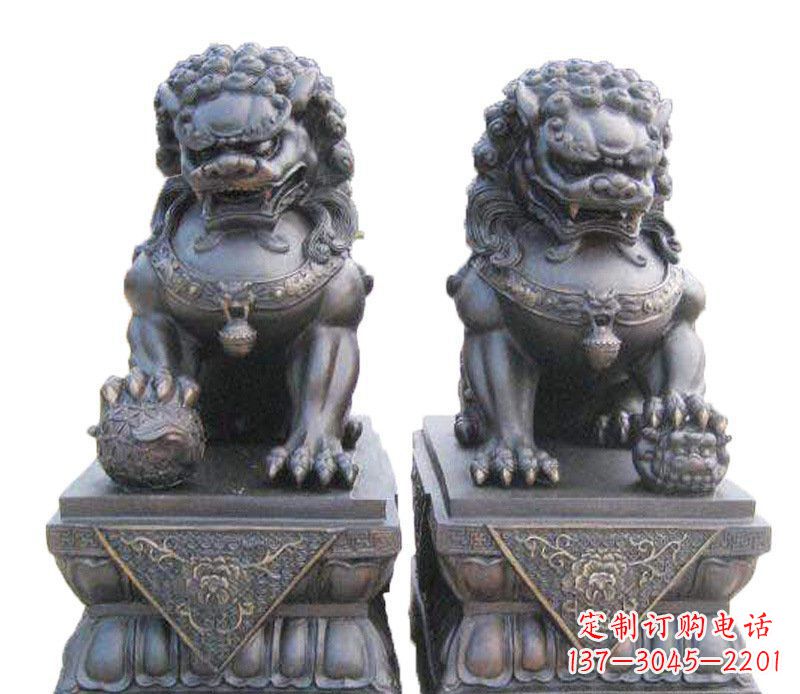 宁夏铜雕酒店镇宅招财狮子摆件 (2)