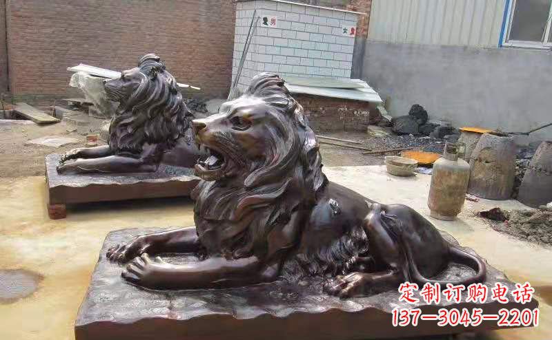 宁夏铜雕狮子户外摆件镇宅动物雕塑