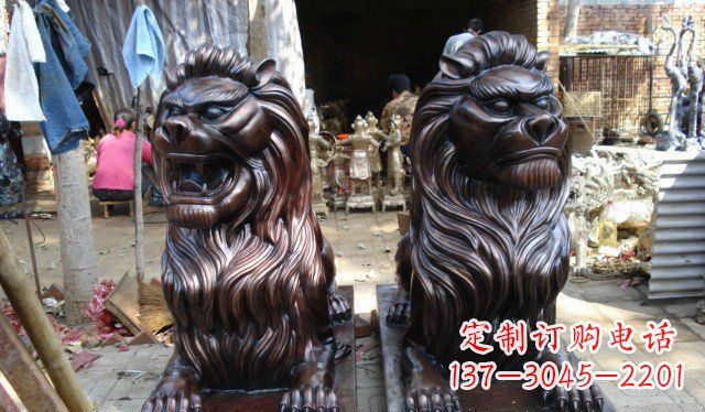 宁夏铜雕狮子公司门口雕塑 (2)