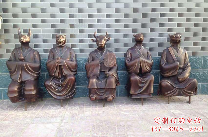 宁夏铜雕兽首人身十二生肖雕塑