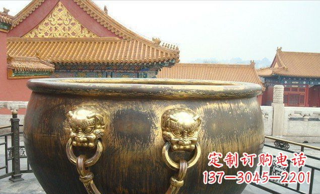 宁夏铜雕水缸寺庙景观雕塑 (2)
