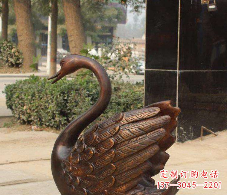 宁夏铜雕水景天鹅动物雕塑
