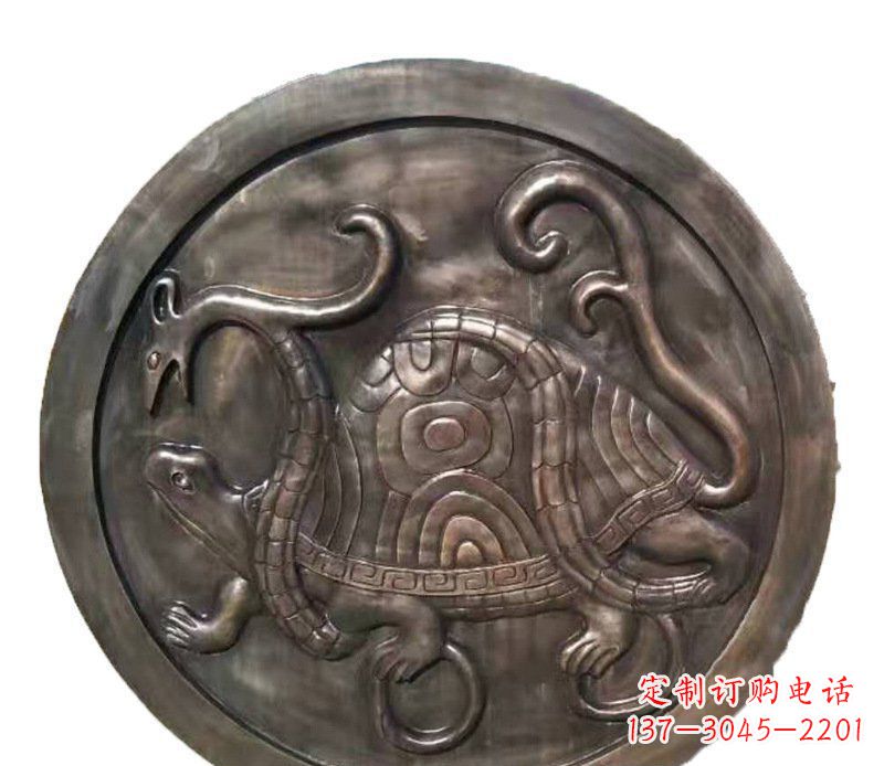 宁夏铜雕乌龟与蛇壁画摆件