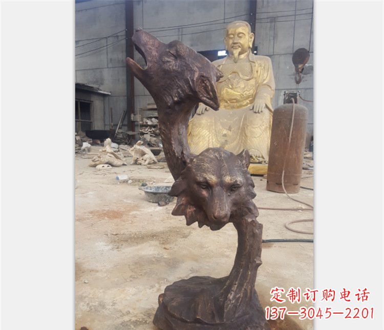 宁夏铜雕园林金钱豹动物雕塑