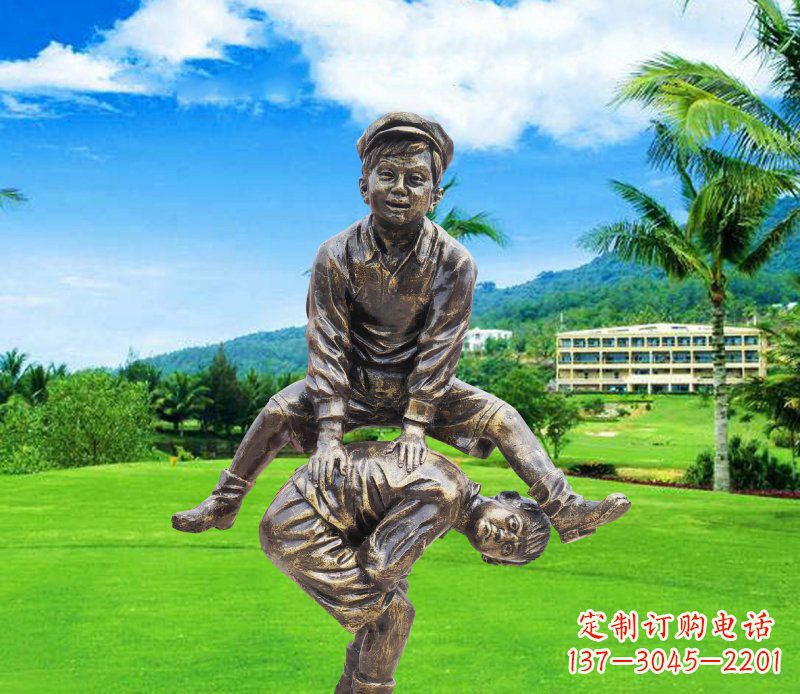 宁夏铜雕园林玩游戏儿童雕塑