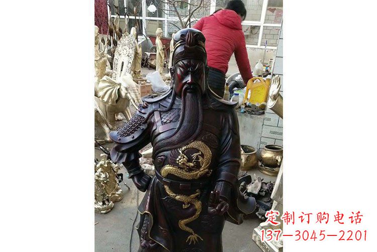 宁夏铜雕镇宅关公寺庙神像雕塑摆件 (4)