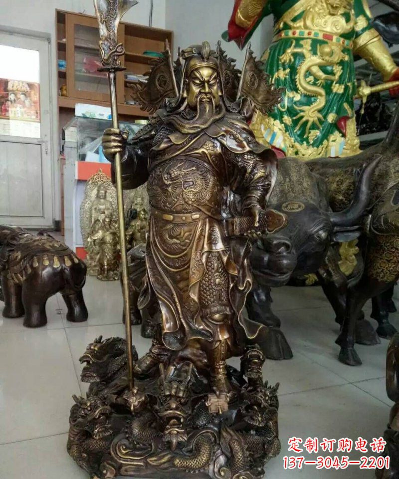 宁夏铜雕镇宅关公寺庙神像雕塑摆件
