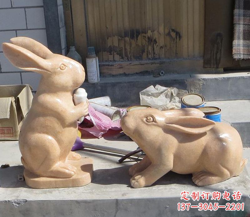 宁夏兔子石雕公园动物摆件