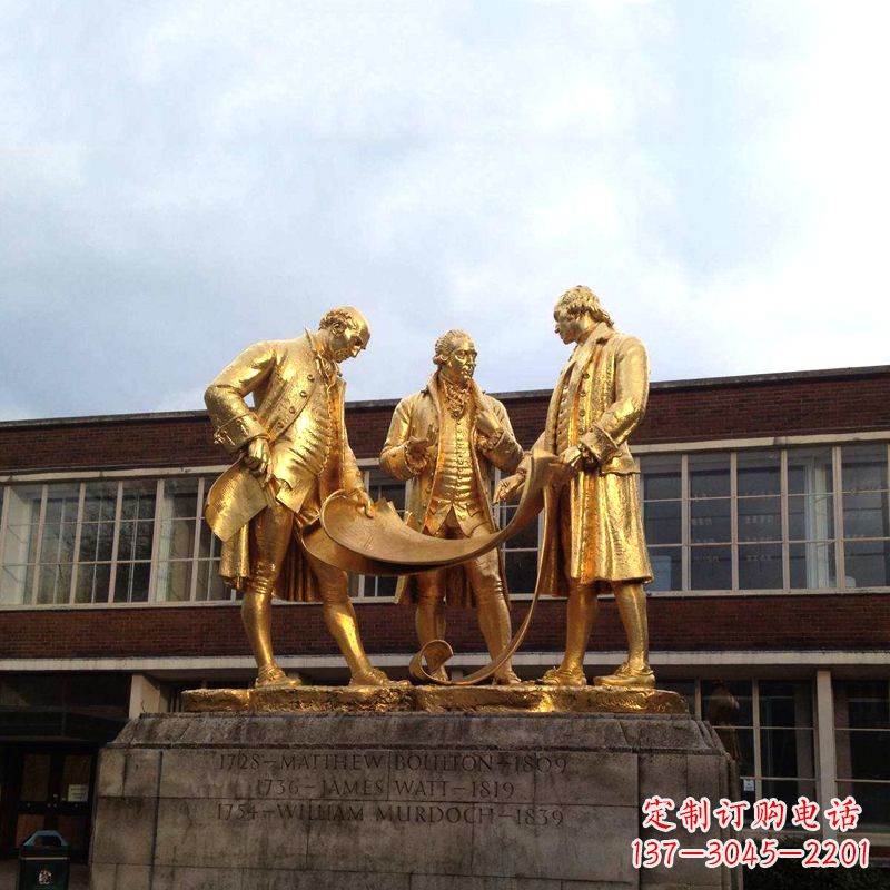 宁夏瓦特铜雕鎏金纪念雕塑