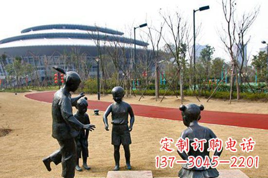 宁夏玩游戏儿童公园人物铜雕