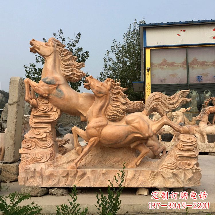 宁夏晚霞红奔马群雕