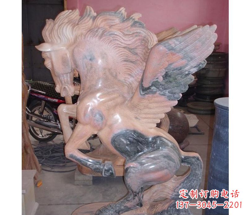 宁夏晚霞红奔马石雕