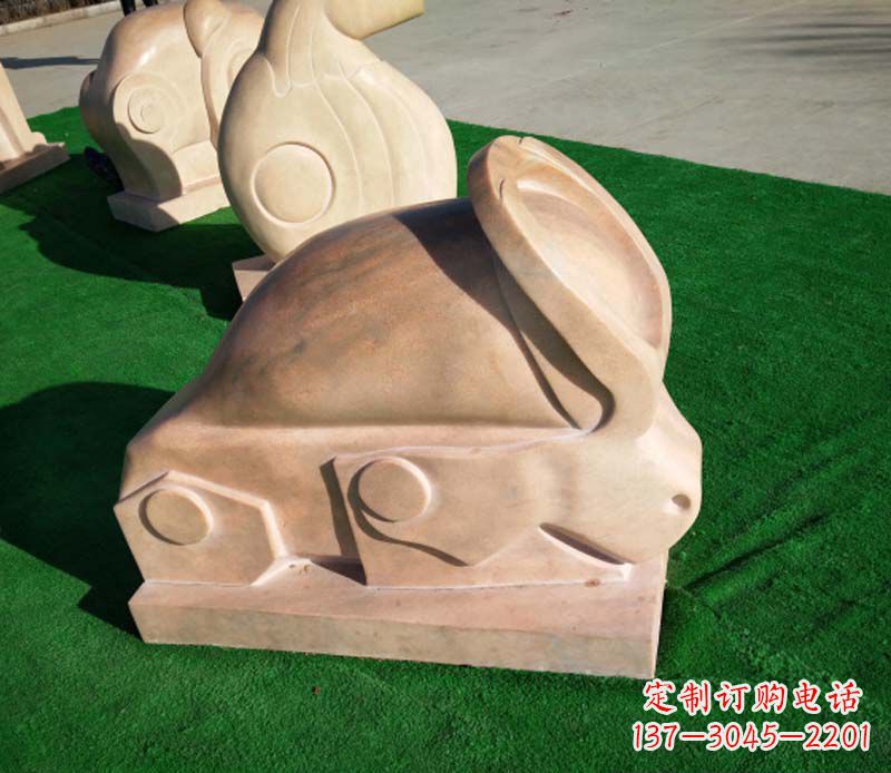 宁夏晚霞红抽象十二生肖石雕