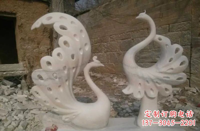 宁夏晚霞红抽象石雕孔雀