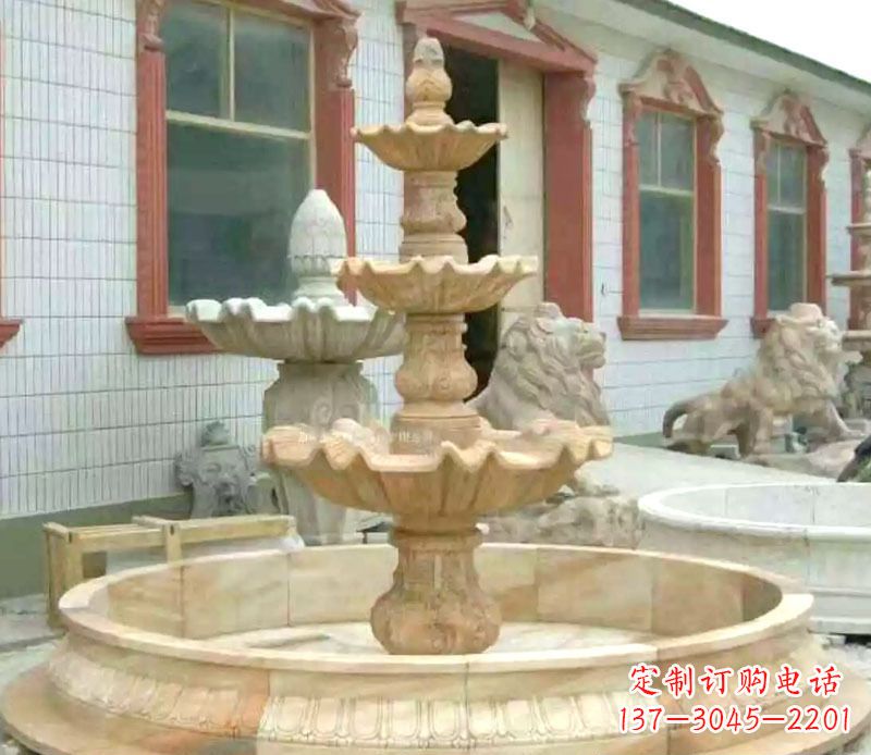 宁夏晚霞红大型喷泉石雕 (3)