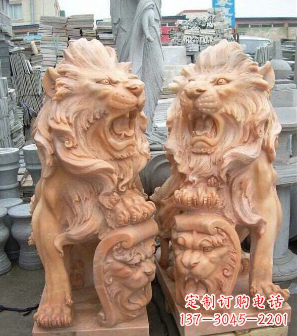 宁夏晚霞红盾牌欧式狮子