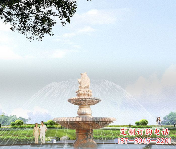 宁夏晚霞红多层大型石雕喷泉 (4)