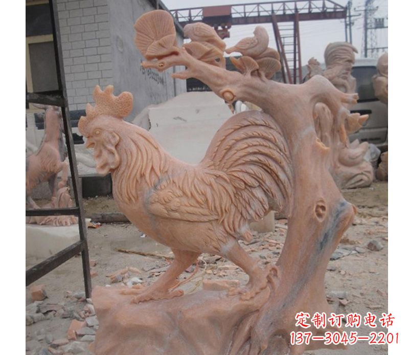 宁夏晚霞红公鸡雕塑