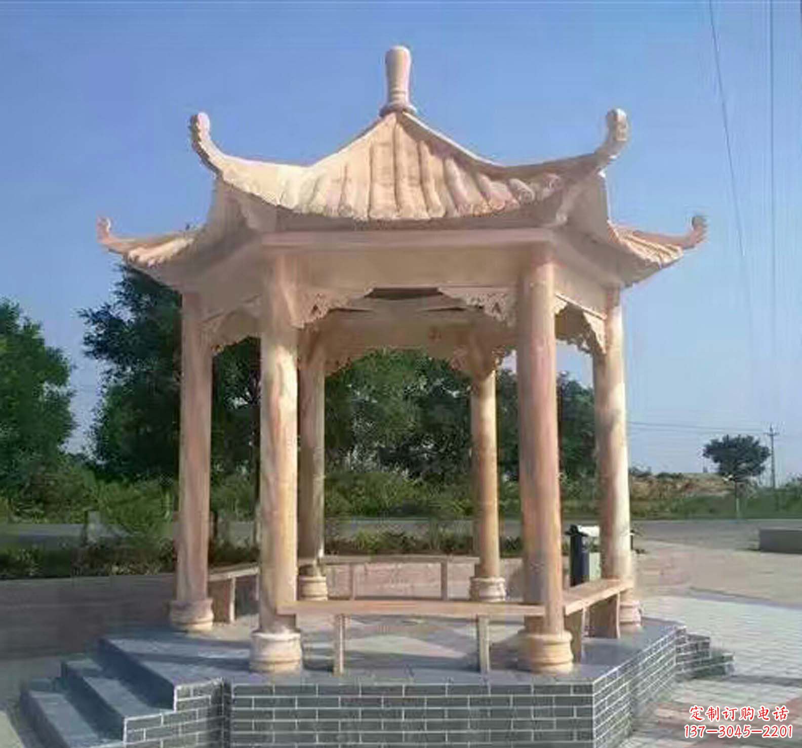 宁夏晚霞红公园景观凉亭