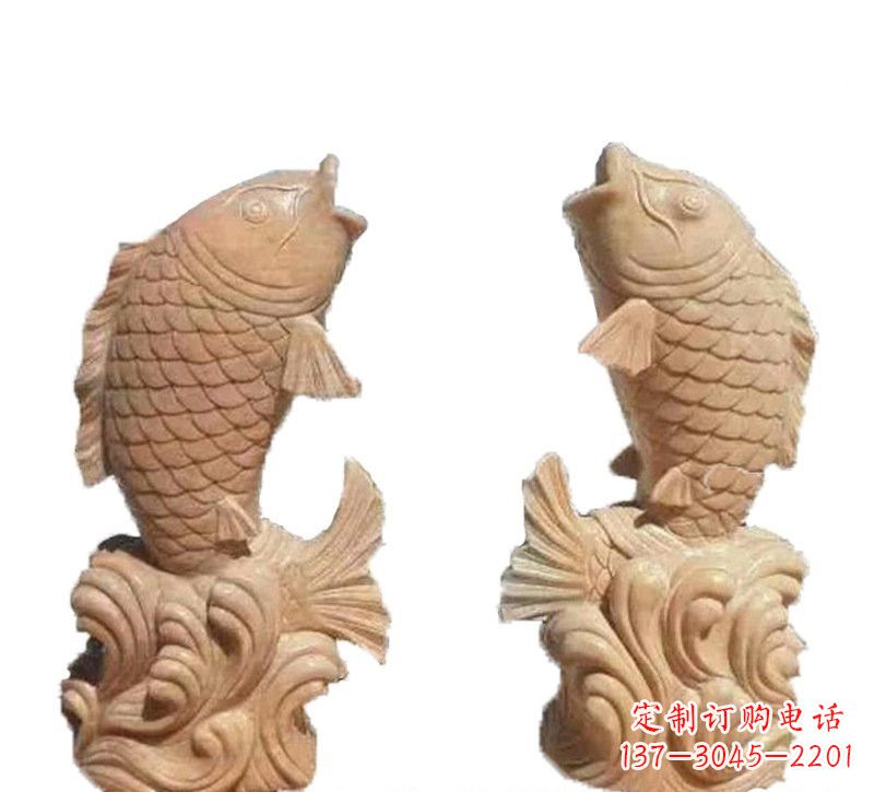 宁夏晚霞红公园喷水鲤鱼石雕