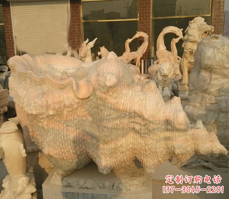 宁夏晚霞红海螺石雕