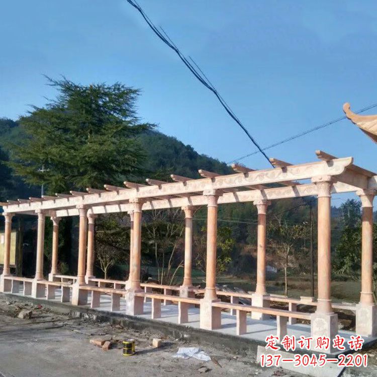 宁夏晚霞红花架长廊