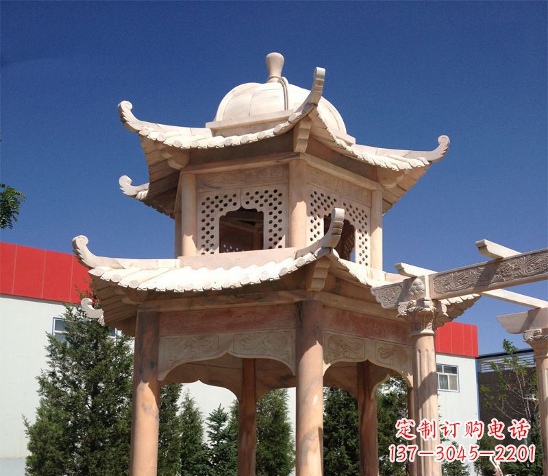 宁夏晚霞红景观凉亭雕塑