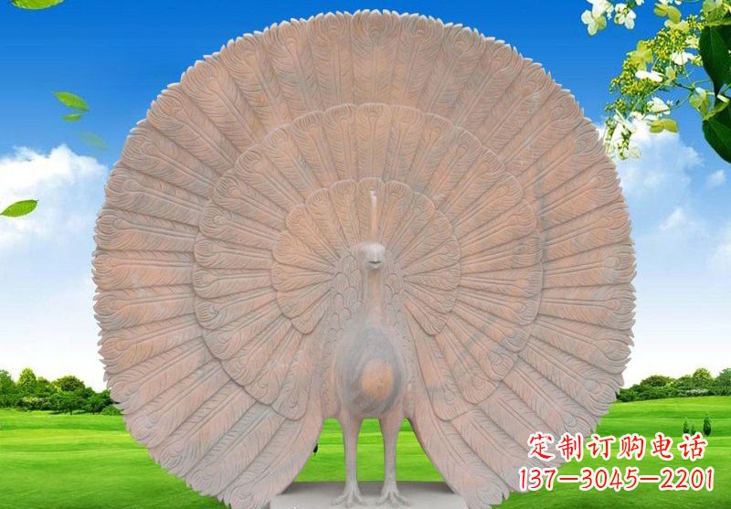 宁夏晚霞红开屏孔雀雕塑