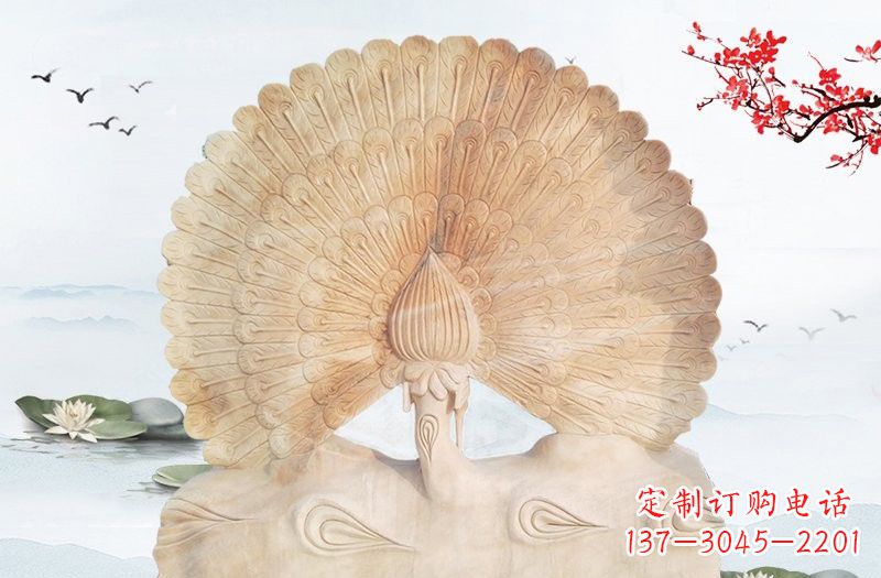 宁夏晚霞红孔雀雕塑