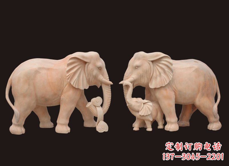 宁夏晚霞红母子大象雕塑